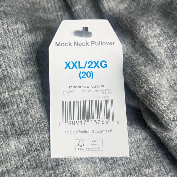 Time And Tru Mock Neck Pullover Sweater Womens XXL Gray New - Picture 8 of 9